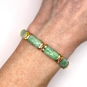 NWOT PAJ Jade Bracelet Linked Gold Wash 925 Sterling Silver Prime Art & Jewel